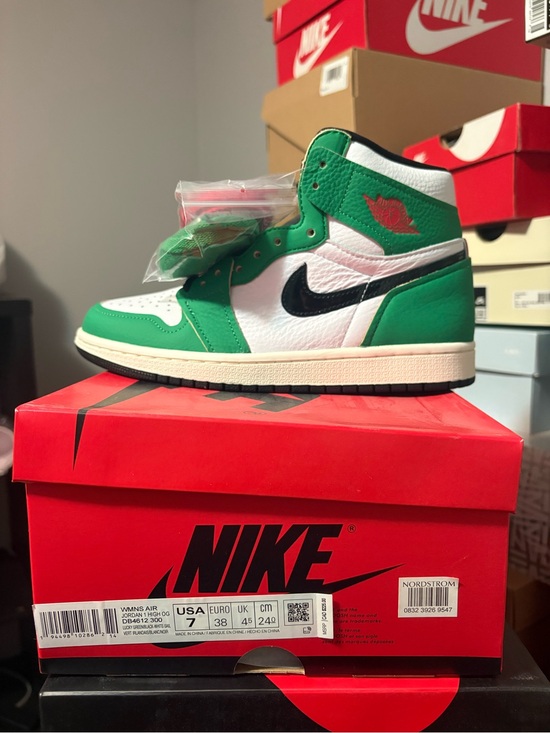 Nike Shoes - Women’s Nike Air Jordan 1 High Green/White with Black Swoosh
